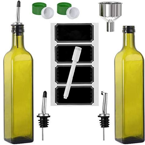 Olive Oil Dispenser Bottle 2 Pack Of 17 Oz Dark Glass Drizzler With Pourer Spouts Drip Free