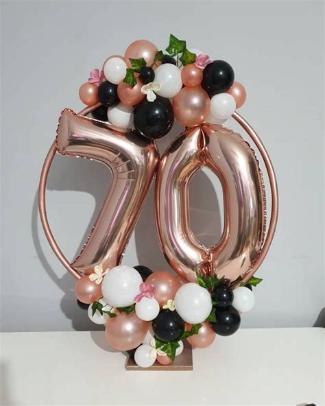 70th Birthday Rose Gold And Black Balloon Hoop Organic Hoop 70th Birthday