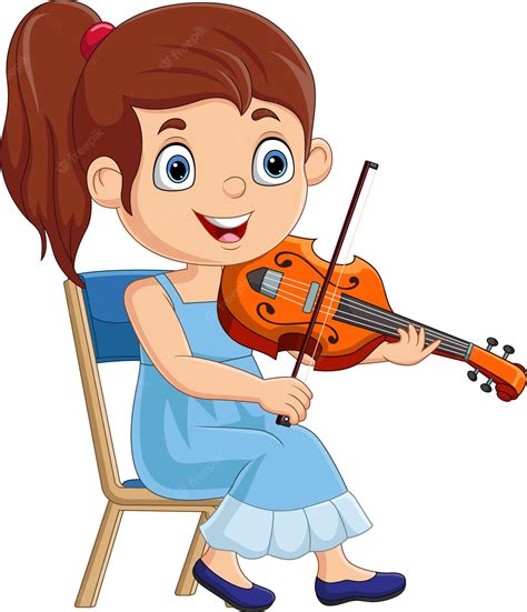 Illustration Of A Little Girl Playing Violin Royalty Free Svg Clip