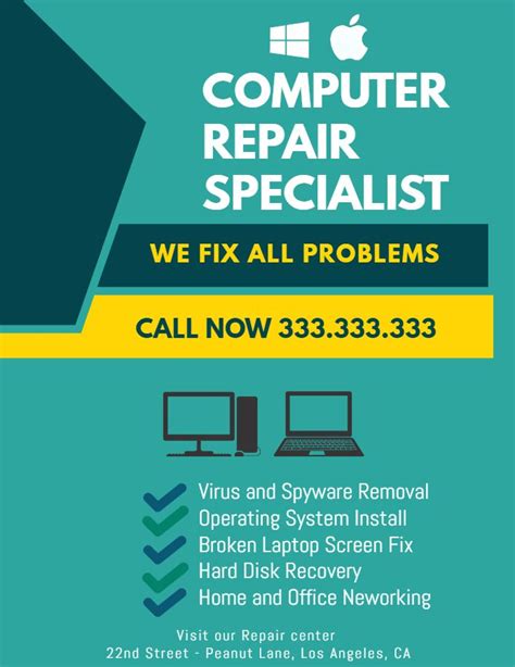 Our extensive range of templates has designs for every need—or, use your imagination to design from scratch. Computer Repair Flyer | Computer repair, Computer repair ...