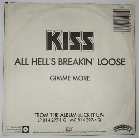 Kiss Single All Hells Breakin Loose Germany Eulenspiegel S