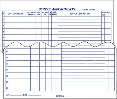 Buy Service Appointment Pads For Car Dealers Estampe