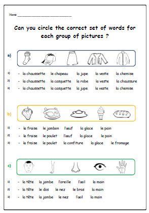 FRENCH LEARNING / French Worksheet Printable For Children / Basic ...