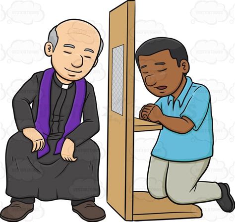 A Black Man Confessing To A Priest And Asking Penance Admission