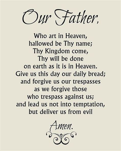 Catholic Lords Prayer Our Father Prayer For Fathers Our Father