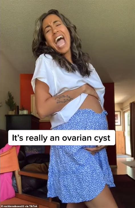 Woman Reveals Ovarian Cyst Has Made Her Look Nine Months Pregnant Daily Mail Online