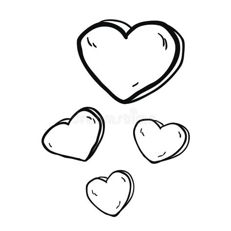 Simple Black And White Freehand Drawn Cartoon Hearts Stock Vector
