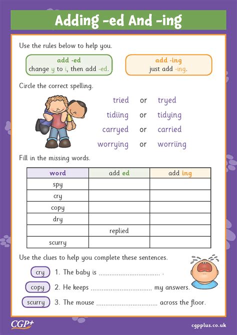 Adding Ed And Ing To Words Ending In Y Stretch Year 2 Cgp Plus