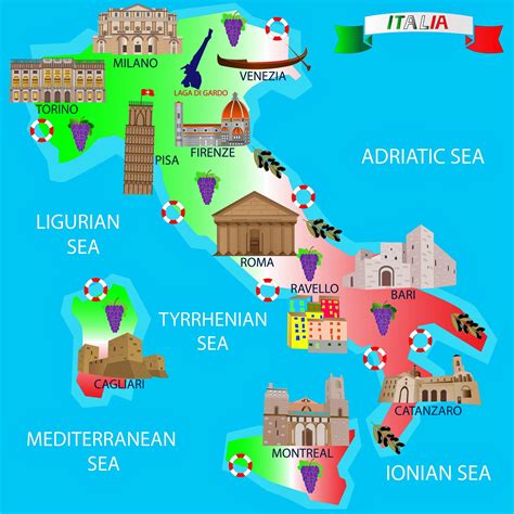 tourist map of italy with cities