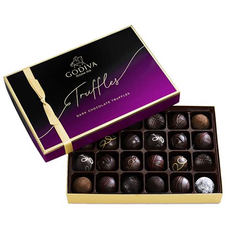 Godiva Assorted Signature Dark Chocolate Truffles T Box 24 Pieces