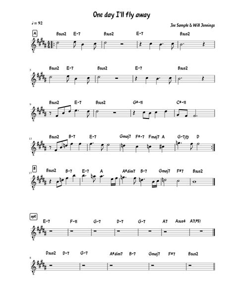 One Day Ill Fly Away Sheet Music For Guitar Solo