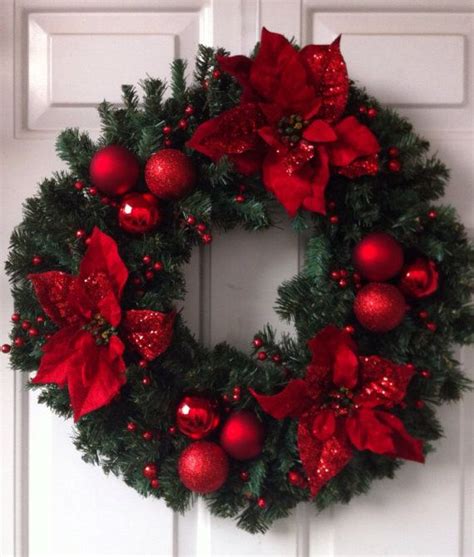 Red Poinsettia Wreath By Tulippetalproduction I Love Red And Green At