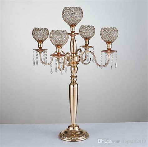 Wholesale 80cm Height 5 Arms Metal Gold Silver Candelabras With