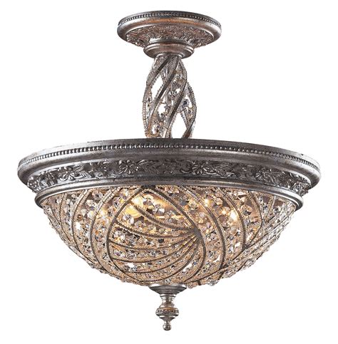 Possini Silver And Crystal Semi Flush Mount Ceiling Light Possini Euro Design Modern Ceiling