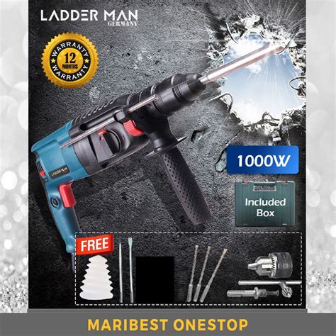 ladder man gbh 2 26 26mm 1000w 3 mode rotary hammer drill free accessories 2 pin plug shopee
