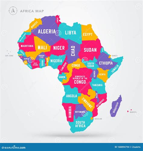 Vector Illustration Africa Regions Map With Single African Countries