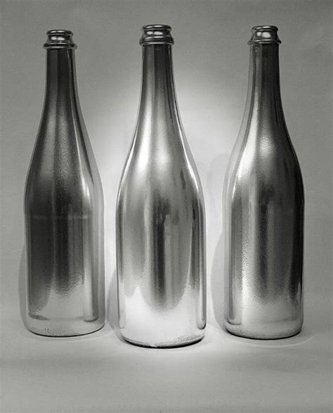 Silver Wine Bottle Centerpieces Chrome Silver Wine Bottles Etsy