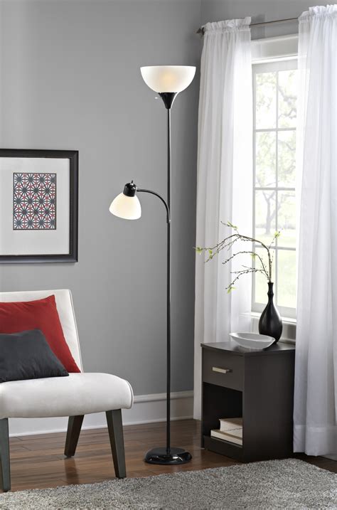 Mainstays Black Floor Lamp With Reading Light Deck Storage Box Ideas