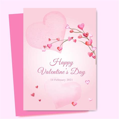 Premium Vector Pink Valentine Card Template With Heart