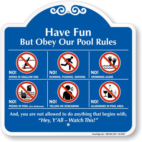 Obey Our Pool Rules Sign Sku K2 0359
