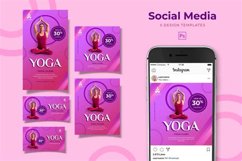 social media pack yoga class ui creative