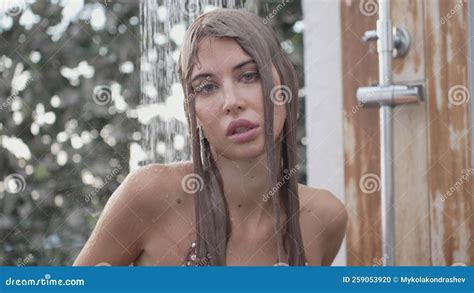 Girl In A Bathing Suit Takes A Shower Stock Footage Video Of Outside Showering 259053920