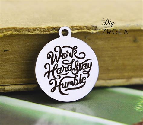 Work Hard Stainless Steel Charmpersonalized Stay Humble Etsy