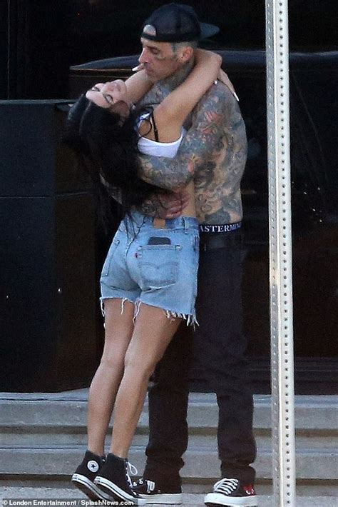 Kourtney Kardashian Kisses Travis Barker As Addison Rae Twins Her Outfit And Wears Kourt Choker