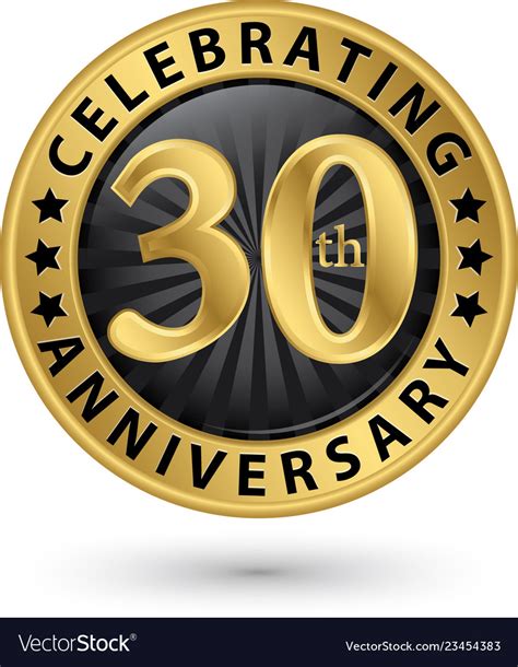 Celebrating 30th Anniversary Gold Label Royalty Free Vector