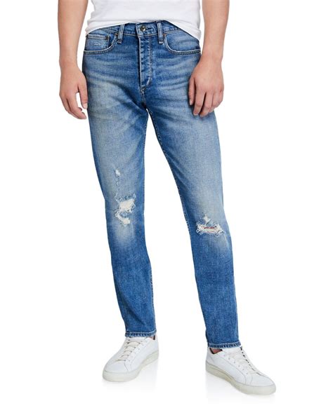 Rag Bone Men S Standard Issue Fit Mid Rise Relaxed Slim Fit Ripped Knee Jeans Ragbone