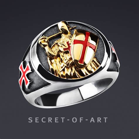 Knights Templar Ring Silver 925 Signet Ring Masonic Mason For Etsy