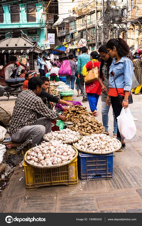 Kathmandu Nepal October 24 2016 People Selling Vegetables At Asan