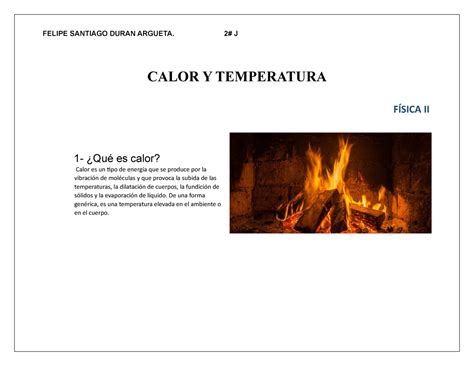 Calor Y Temperatura Fisica 2 Studocu
