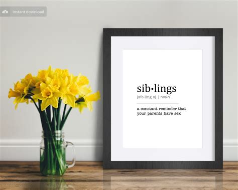 Siblings Definition Wall Art Diy Definition Print Dictionary Art Etsy