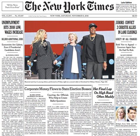 Front Page Of The New York Times Today Rhillaryclinton