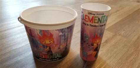 Disney Pixar Elemental Movie Popcorn Bucket And Soda Cup New