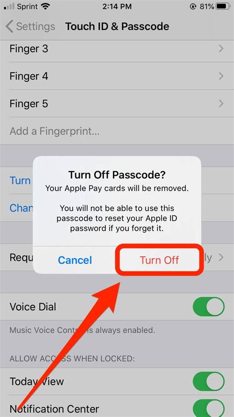 How To Turn Off The Password On An Iphone Which Disables Both The