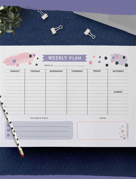Printable Cute Weekly Planner Template