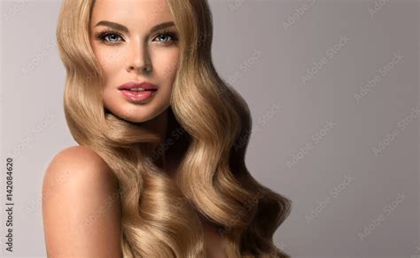 Beautiful Curly Girl With Wavy Long Hair Volume Stock Photo Off