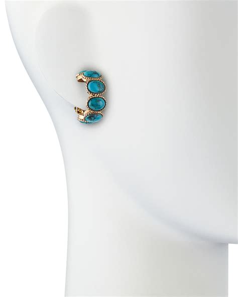 Lyst Stephen Dweck Turquoise Cabochon Hoop Earrings In Blue