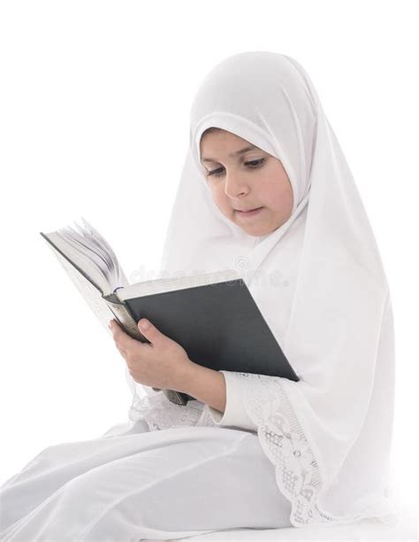 Little Young Muslim Girl Reading Quran Book Stock Photo Image Of