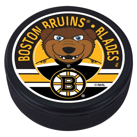 Boston Bruins Blades Mascot Textured Puck Hockey Hall Of Fame