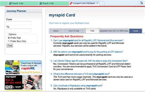 If you're not going to be traveling very often, consider using the myrapid card by itself (without activating anything). P116: Touch n Go Rapid KL - consumers at losing end