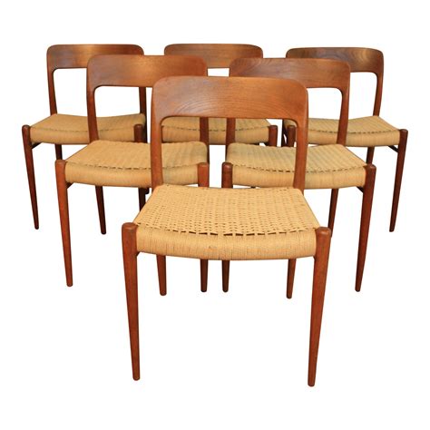 Niels Moller 75 Teak Chairs Set Of 6 Chairish