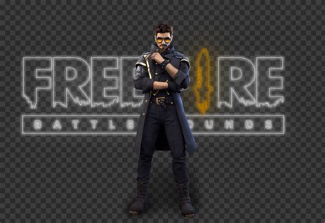 Hd Ff Alok Character With Free Fire Neon Logo Png Citypng