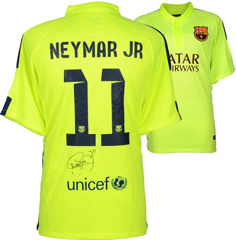 Neymar Santos Autographed Barcelona Fc Alternate Green Jersey
