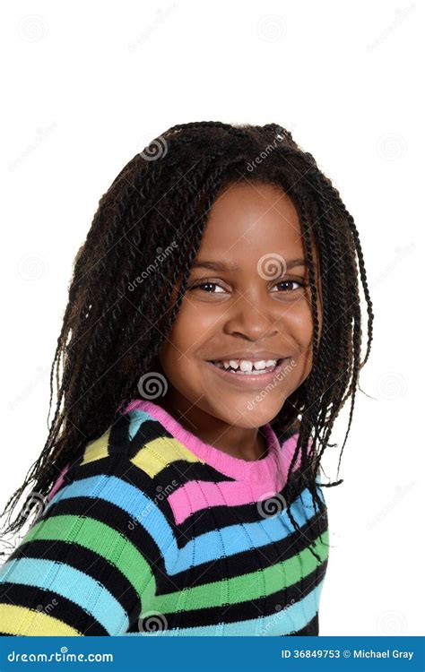 Portrait Little Black Girl Stock Image Image Of Long 36849753