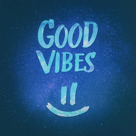 Good Vibes Funny Smiley Statement Happy Face Blue Stars Edit Digital