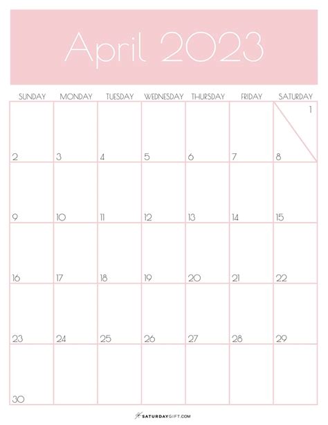April 2023 Calendar 9 Cute And Free Printables Saturdayt