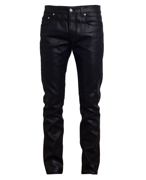 Saint Laurent Coated Denim Jeans In Black For Men Lyst Uk